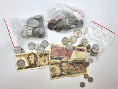 PRL zestaw banknoty i monety obiegowe RÓŻNE