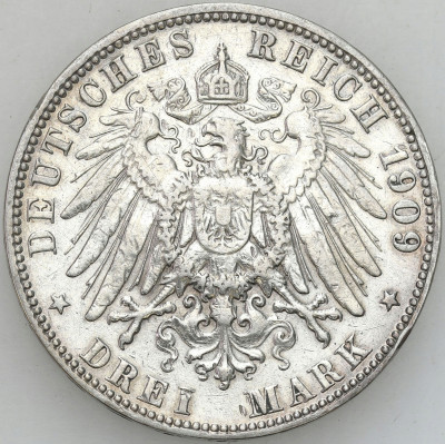 Niemcy, 3 marki 1909 J, Hamburg