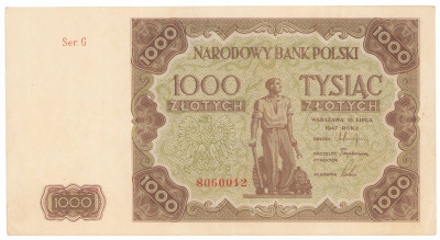 1000 złotych 1947 seria G - RZADKI