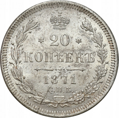 Rosja, 20 kopiejek 1871, Petersburg - ŁADNE