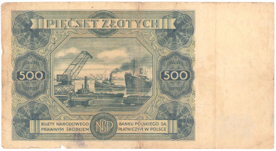Banknot 500 złotych 1947 seria X
