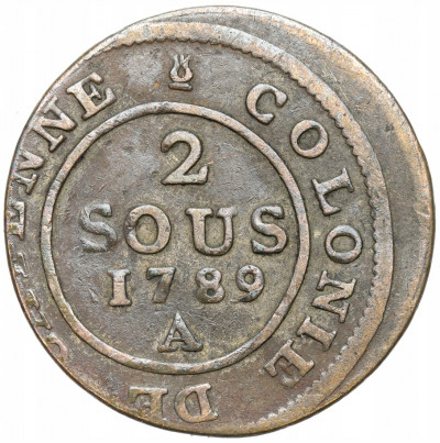 Gujana Francuska. 2 Sous 1789 A, Paryż