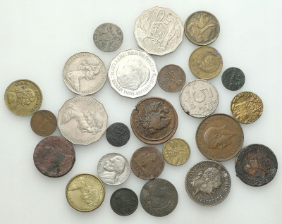 Świat, monety, zestaw 25 sztuk
