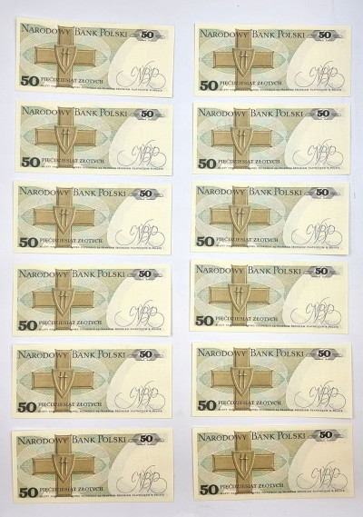 50 złotych 1988 kolejne numery, 12 sztuk