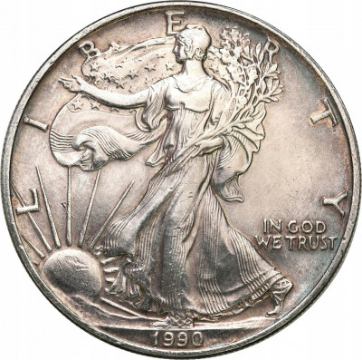 USA 1 dolar 1990 Liberty SREBRO - uncja