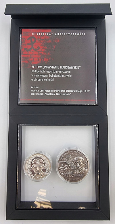 10 złotych 2004 i medal Powstanie Warszawskie