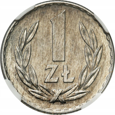 PRL. 1 złoty 1966 Aluminium NGC MS65 - RZADKIE
