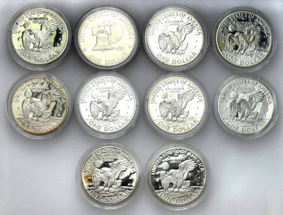 USA. Dolar 1971 – 1976, zestaw 10 sztuk