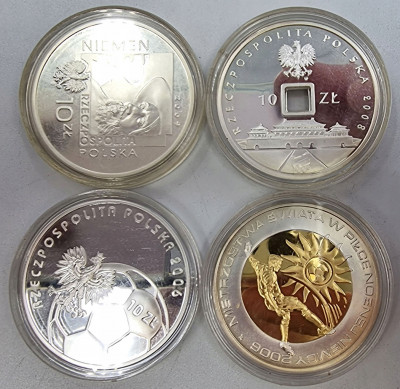 Polska zestaw 4 monet 10zł kolekcjonerskich SREBRO
