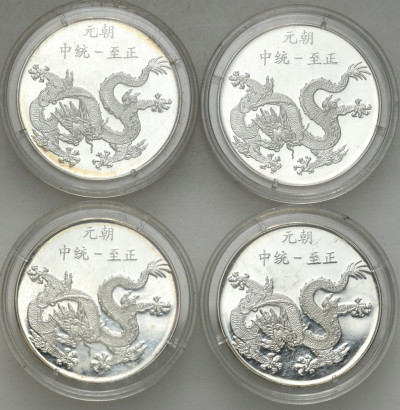 Chiny, Medal Czyngis – Chan. Zestaw 4 sztuk SREBRO