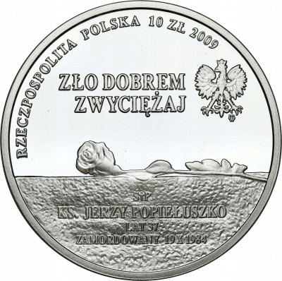 10 złotych 2009 Popiełuszko SREBRO
