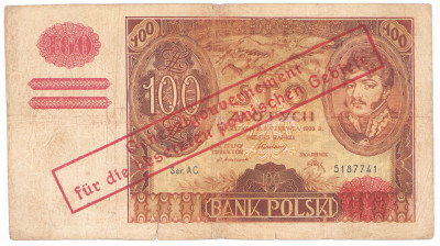 100 złotych 1934 seria AC - fałszywy nadruk