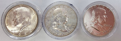 USA 1/2 dolara 1961-1964 dzwon SREBRO zestaw 3 szt