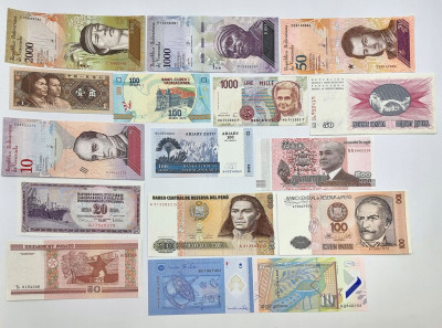 Świat – banknoty, zestaw 16 sztuk