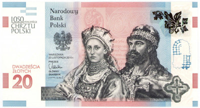 20 złotych 2015 1050 lat chrztu Polski – RZADKI