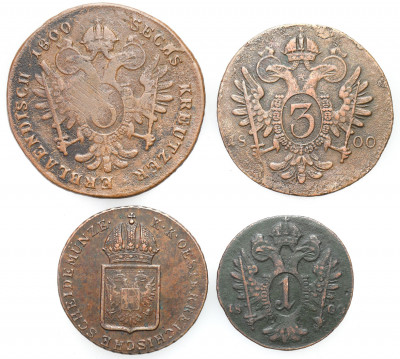 Austria, 1 do 6 krajcarów 1800 i 1816, 4 szt.