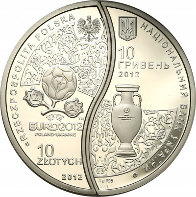 Polska. 10 złotych + 10 hrywien EURO 2012