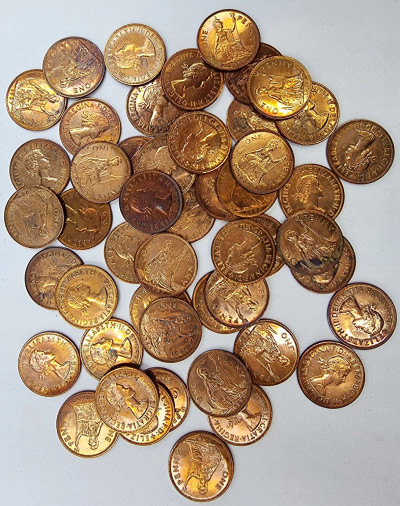 Wielka Brytania, 1 penny 1967 zestaw 49 sztuk