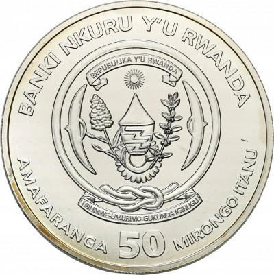 Rwanda 50 Franków 2015 Bawół SREBRO uncja