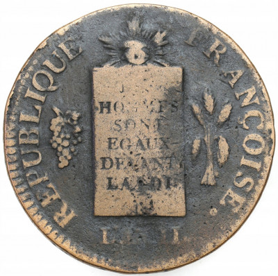 Francja, 2 sols 1793 BB, Strasburg
