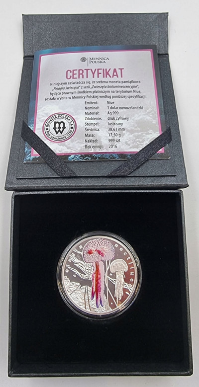 Niue. Dolar 2016 Pelagia świecąca, srebro