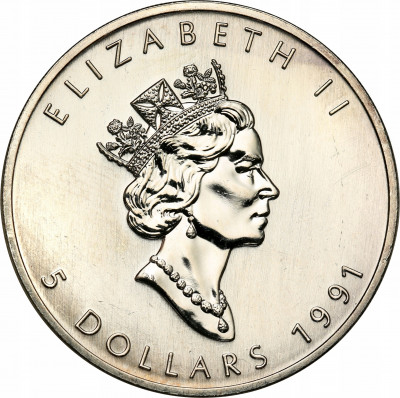 Kanada 5 dolarów 1991 - SREBRO uncja
