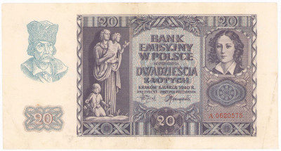 20 złotych 1940 seria A