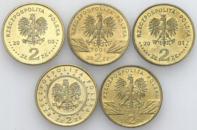 2 złote 2000 - 2002 GN - zestaw 5 sztuk – różne