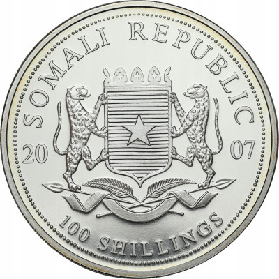 Somalia 100 Shillings 2017 słoń SREBRO 1 Oz