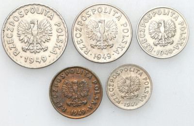 PRL. 5 groszy – 1 złoty 1949 zestaw 5 sztuk
