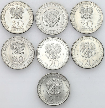 PRL. 20 złotych 1973 – 1980 – zestaw 7 sztuk
