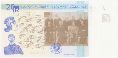 PWPW Banknot testowy Ignacy Matuszewski 2016