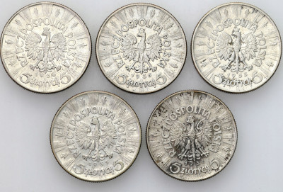 Zestaw 5 x 5 złotych 1935-1936 Piłsudski