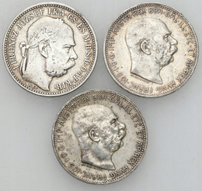 Węgry zestaw 3 x 1 korona 1894-1914
