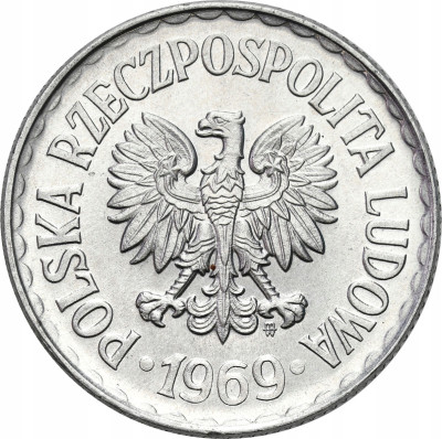 PRL. 1 złoty 1969 Aluminium - RZADSZY ROCZNIK