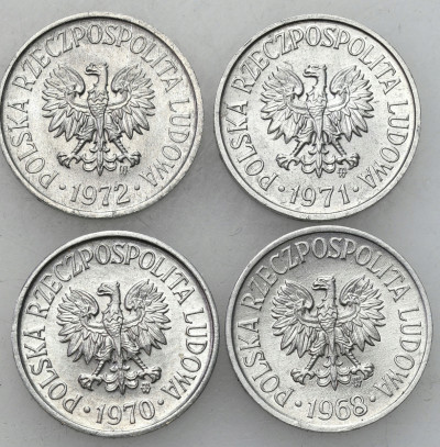 PRL. 5 groszy Aluminium 1968-1972, 4 szt.