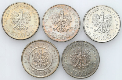 10000-20000 złotych 1990-1993 różne zestaw 5 sztuk