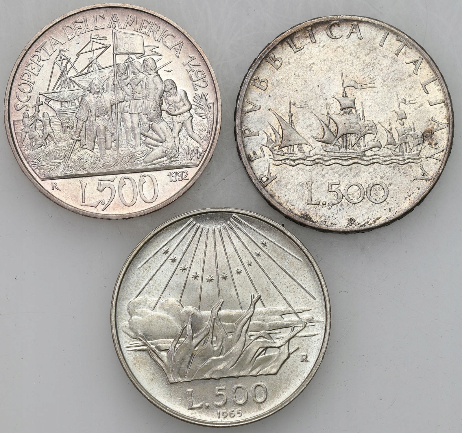 Włochy, 500 lirów 1959 – 1992 zestaw 3 sztuk