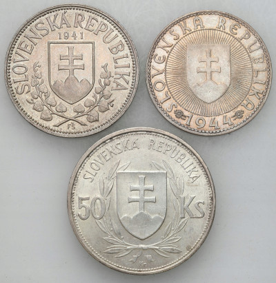 Słowacja, 10-50 koron 1941-1944 – zestaw 3 sztuk.