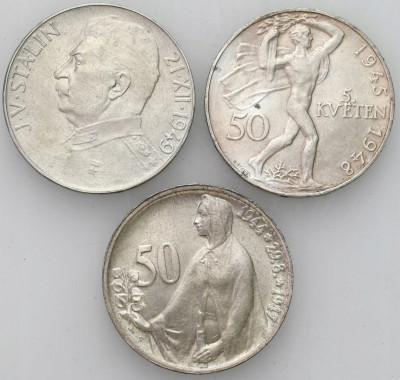 Czechosłowacja, 50 koron 1947-1949 zestaw 3 sztuk.