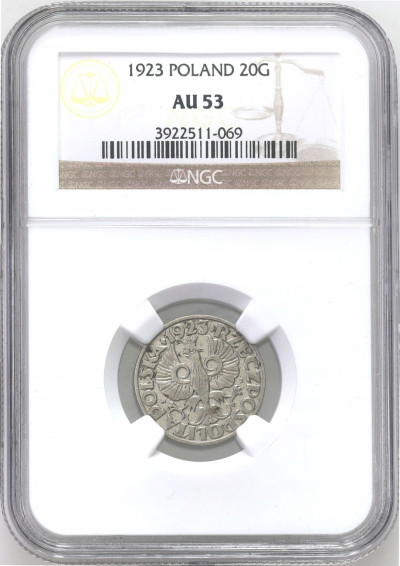 II RP. 20 groszy 1923 NGC AU53