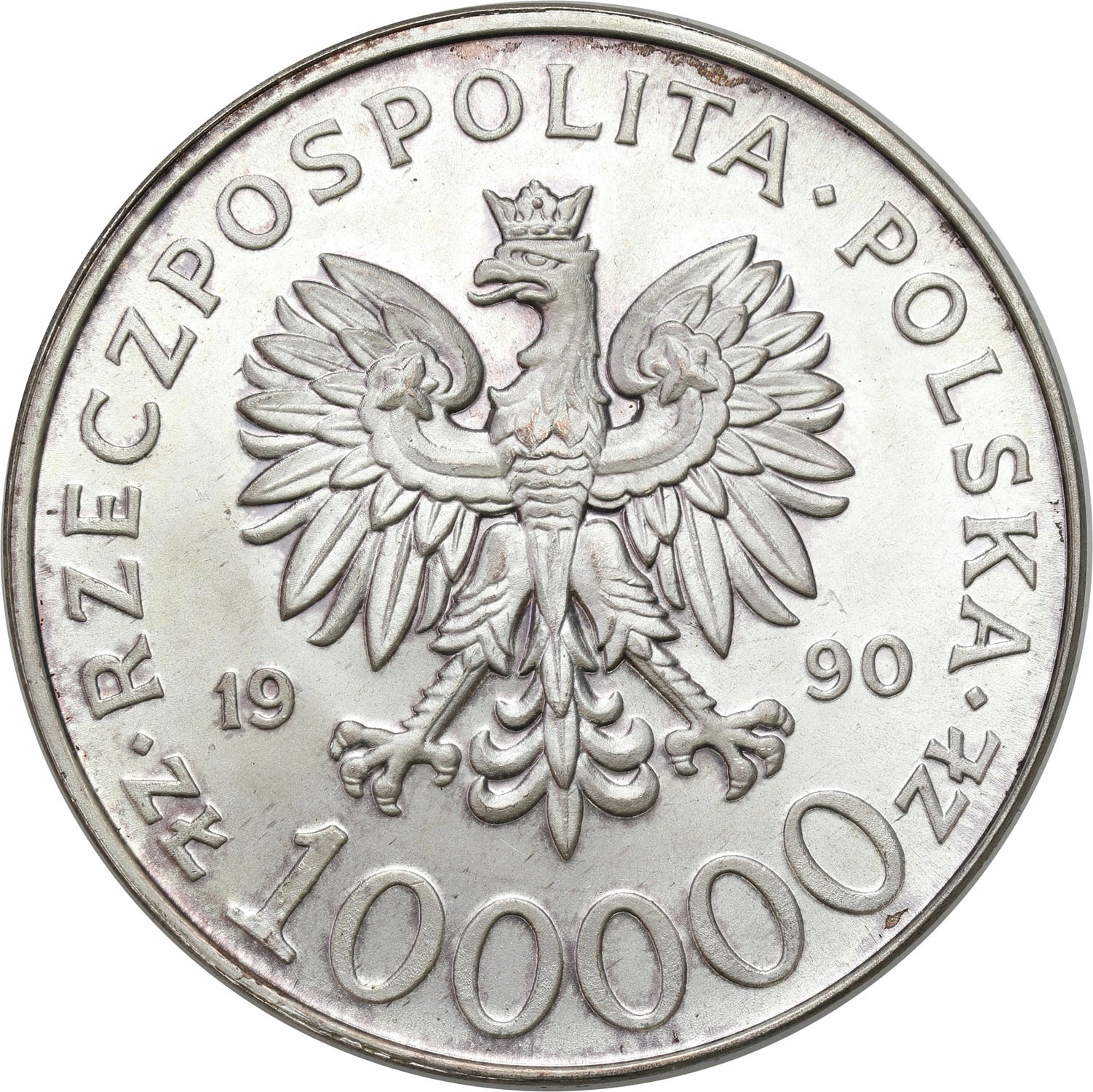 III RP 100000 złotych 1990 Solidarność typA PIĘKNA