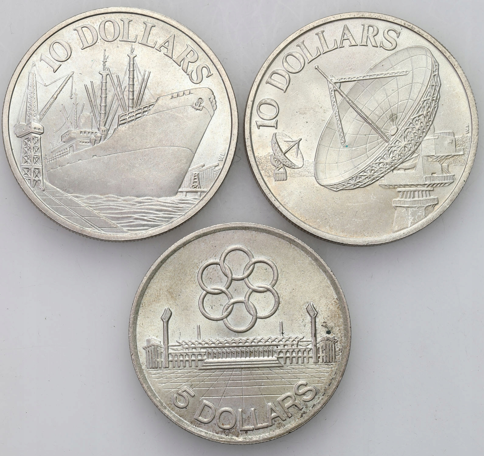 Singapur 5-10 Dolarów 1973-1979 – zestaw 3 sztuk.