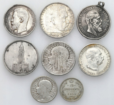 Europa. Zestaw SREBRNYCH monet – 7 monet