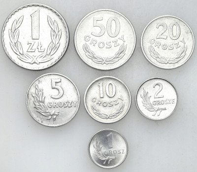 3050 PRL. 1 grosz – 1 złoty 1949 zestaw 7 sztuk.