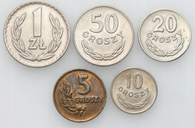 PRL. 5 groszy – 1 złoty 1949 zestaw 5 sztuk