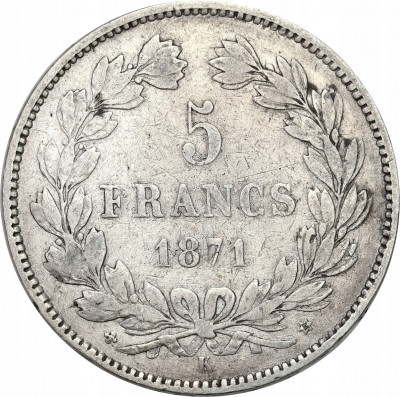 Francja. 5 franków 1871 K, Bordeaux