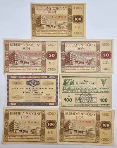 50-1000 złotych zestaw 6 sztuk bonów