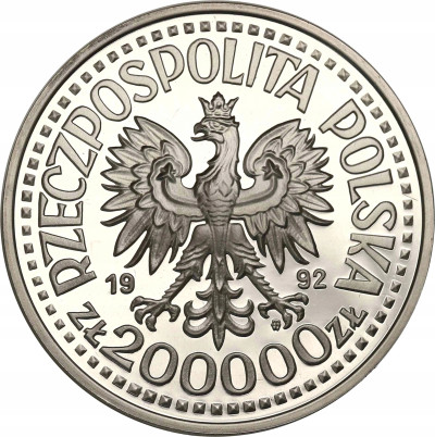 III RP. 200 000 złotych 1992 Warneńczyk półpostać