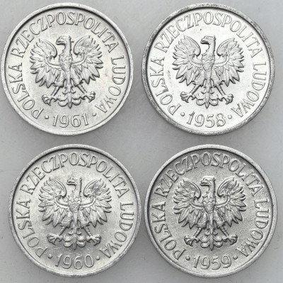 PRL. 5 groszy Aluminium 1958-1961, 4 szt.